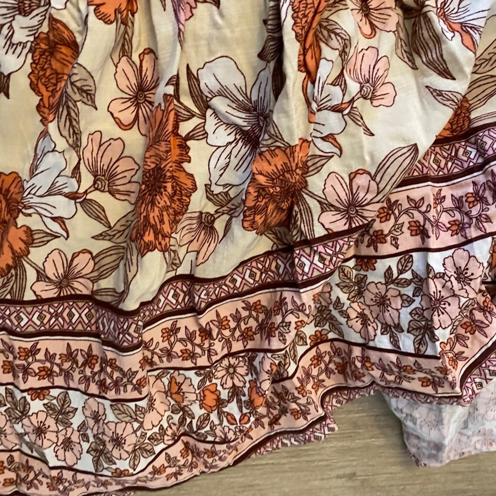 Petal & Pup Fraser Floral Maxi Dress Cream Orange Pink Women's Size 10 Boho - Picture 11 of 15